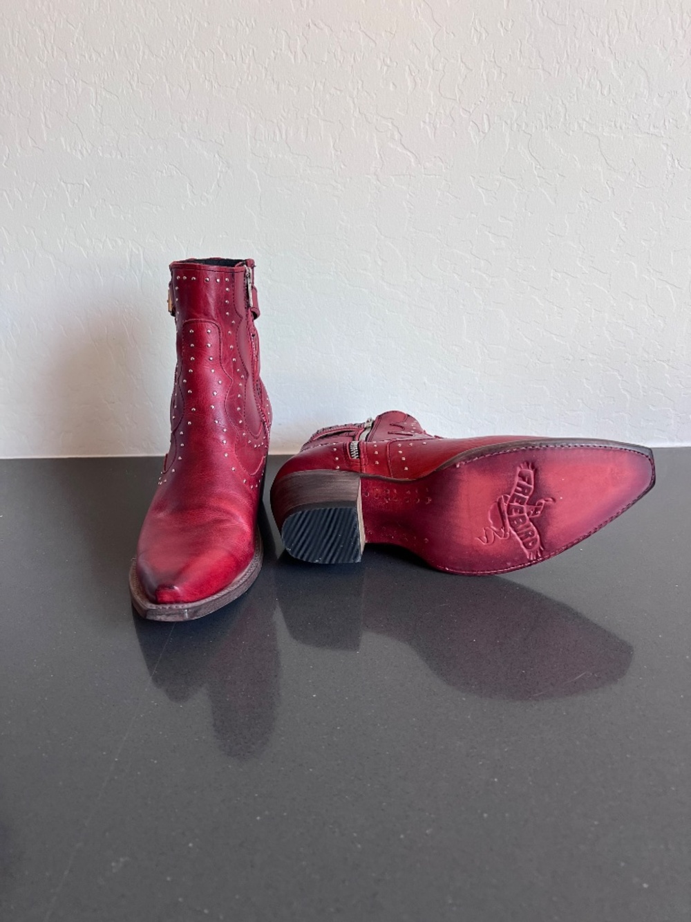 FREEBIRD red leather studded ankle booties - Picture 7 of 10